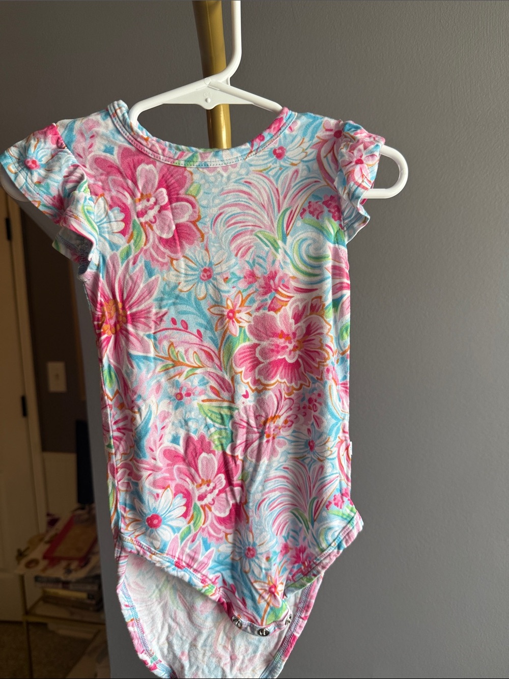 Posh Peanut Floral One-Piece Bodysuit in Pink, Blue, Green
